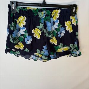 Aerie High Waist Floral Shorts - Blue and Yellow. Size S INV25/356